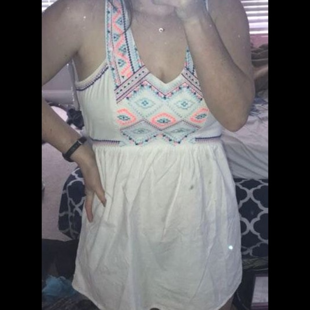 white dress with cool neon designs!